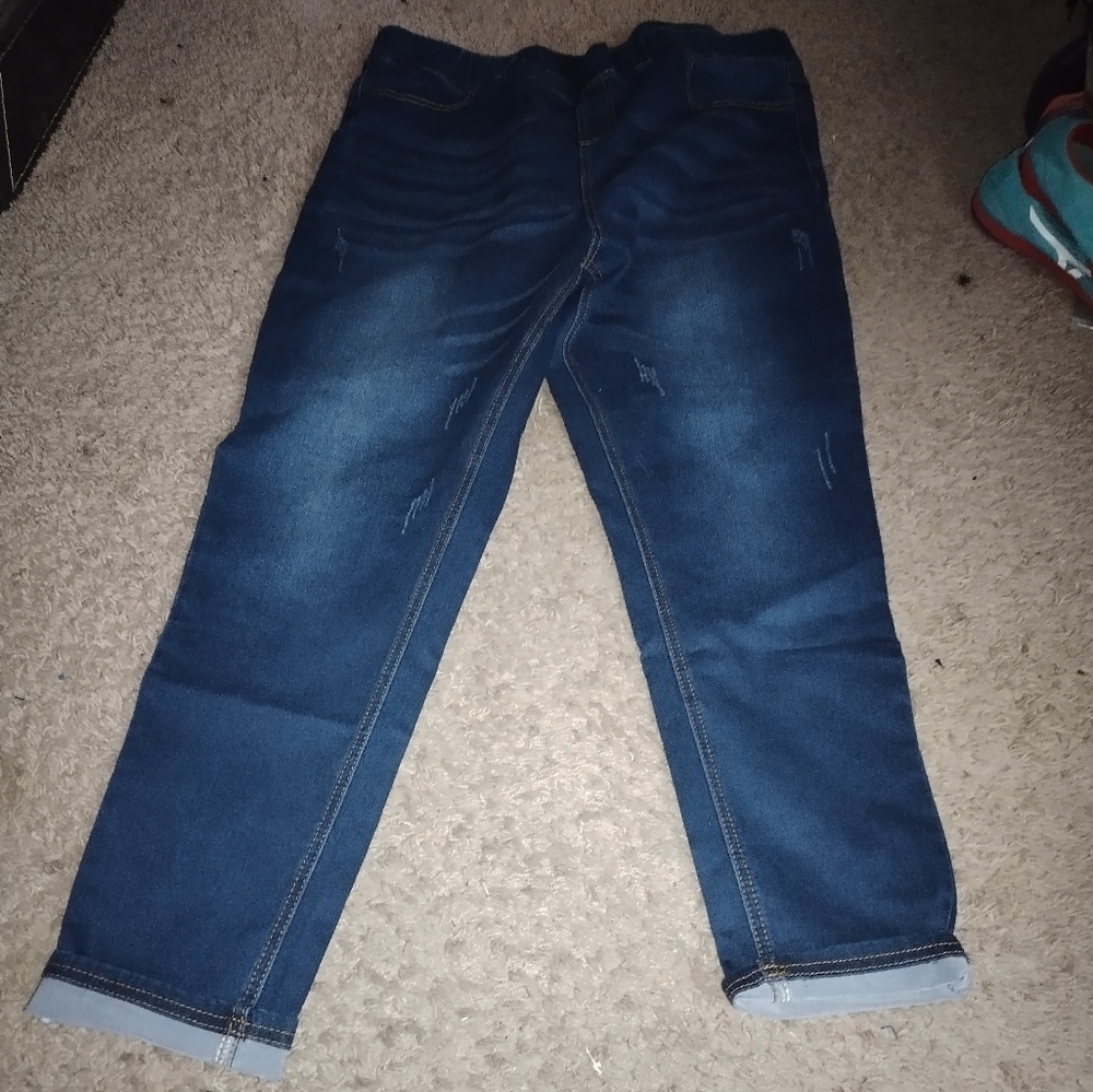 Dark wash Chic Soul distressed straight leg denim jeans
